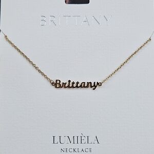 🌸 BRITTANY Script Name Chain Goldtone Necklace 🌸